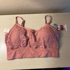 Marilyn Monroe Lace Bralet Bra Pink Mauve Removable Pads Adjustable Medium NWT